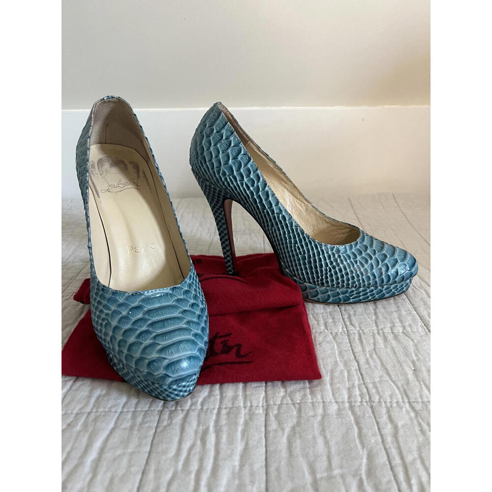 Authentic Christian Louboutin Blue Python Snakesk… - image 1